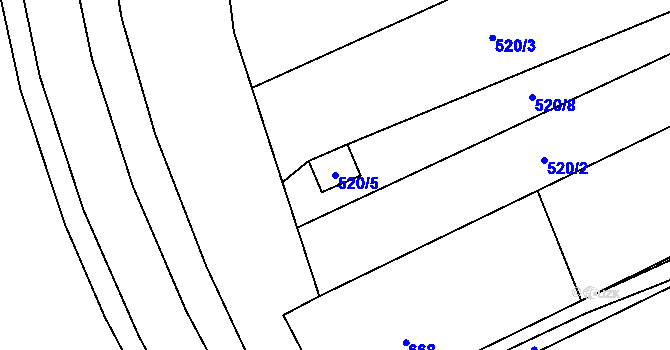 Parcela st. 520/5 v KÚ Žabeň, Katastrální mapa