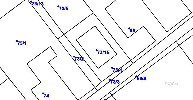 Parcela st. 73/15 v KÚ Žabeň, Katastrální mapa