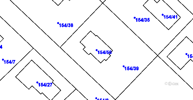 Parcela st. 154/56 v KÚ Žabeň, Katastrální mapa