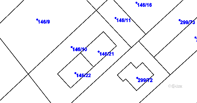 Parcela st. 146/21 v KÚ Žabeň, Katastrální mapa