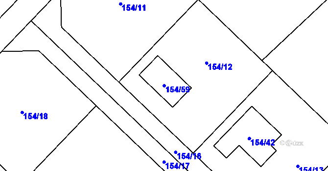 Parcela st. 154/59 v KÚ Žabeň, Katastrální mapa