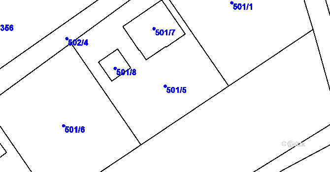 Parcela st. 501/5 v KÚ Žabeň, Katastrální mapa