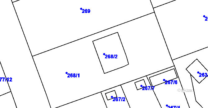 Parcela st. 268/2 v KÚ Žabeň, Katastrální mapa