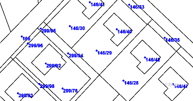 Parcela st. 146/29 v KÚ Žabeň, Katastrální mapa