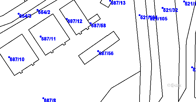 Parcela st. 687/56 v KÚ Žabeň, Katastrální mapa