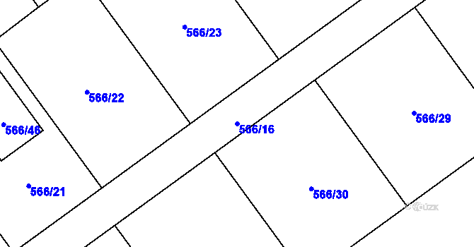 Parcela st. 566/16 v KÚ Žabeň, Katastrální mapa