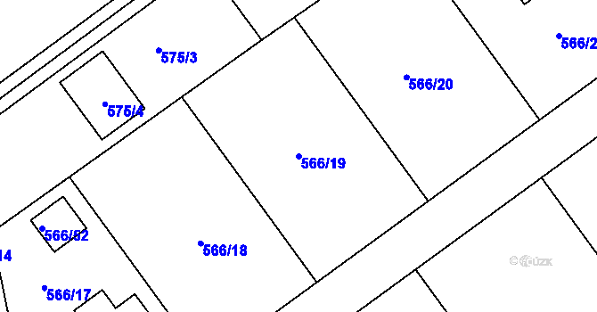 Parcela st. 566/19 v KÚ Žabeň, Katastrální mapa