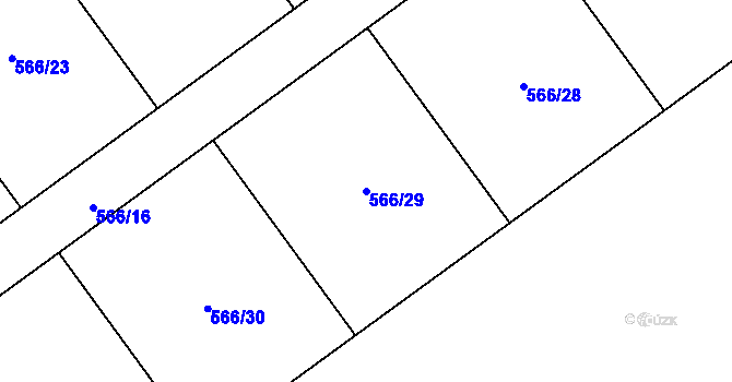 Parcela st. 566/29 v KÚ Žabeň, Katastrální mapa