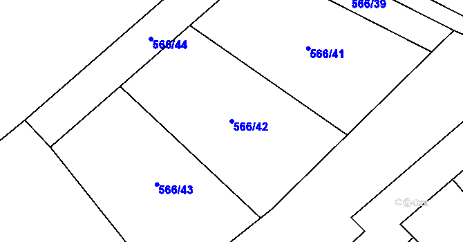 Parcela st. 566/42 v KÚ Žabeň, Katastrální mapa