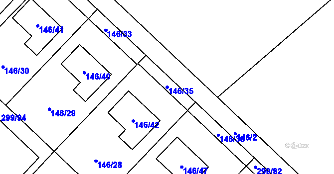 Parcela st. 146/35 v KÚ Žabeň, Katastrální mapa