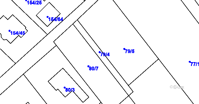 Parcela st. 79/4 v KÚ Žabeň, Katastrální mapa