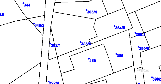 Parcela st. 383/5 v KÚ Žabeň, Katastrální mapa