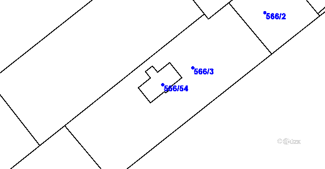 Parcela st. 566/54 v KÚ Žabeň, Katastrální mapa
