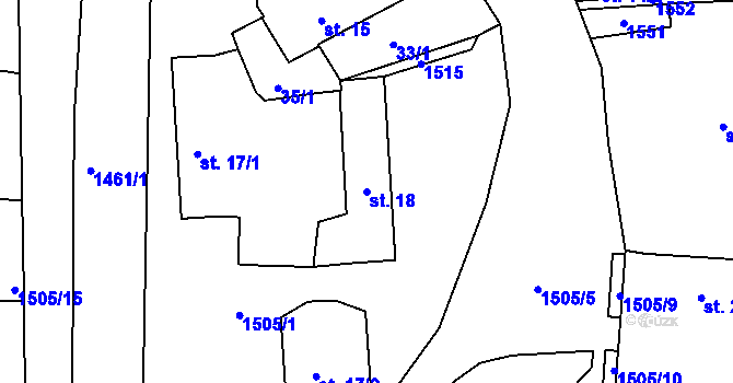 Parcela st. 18 v KÚ Břehov, Katastrální mapa