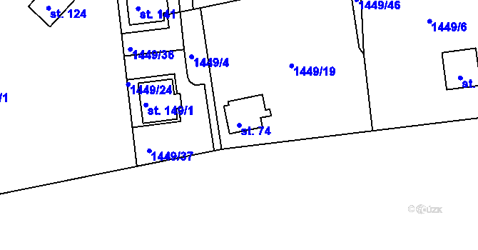 Parcela st. 74 v KÚ Břehov, Katastrální mapa