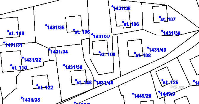 Parcela st. 109 v KÚ Břehov, Katastrální mapa