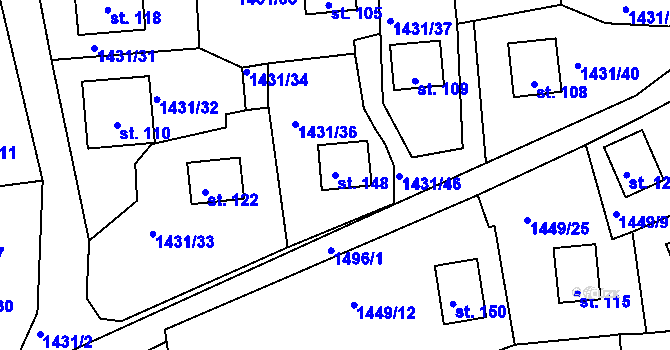 Parcela st. 148 v KÚ Břehov, Katastrální mapa