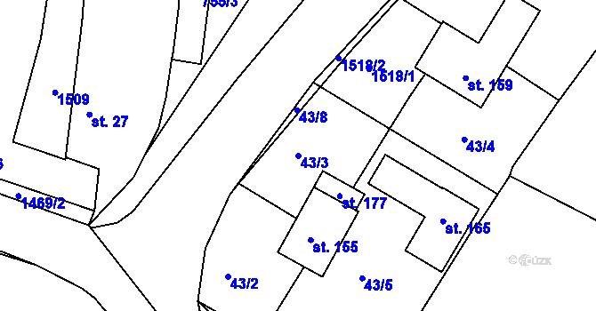 Parcela st. 43/3 v KÚ Břehov, Katastrální mapa