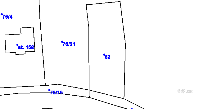 Parcela st. 62 v KÚ Břehov, Katastrální mapa
