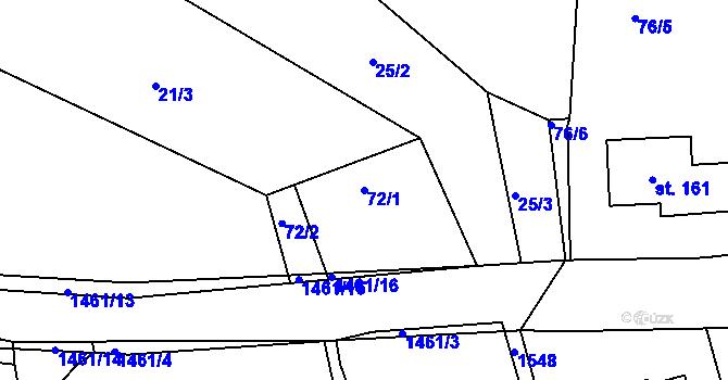 Parcela st. 72/1 v KÚ Břehov, Katastrální mapa