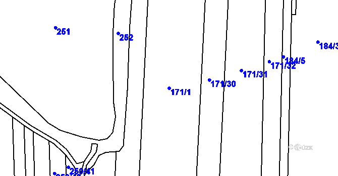 Parcela st. 171/1 v KÚ Břehov, Katastrální mapa