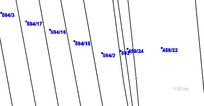 Parcela st. 594/2 v KÚ Břehov, Katastrální mapa
