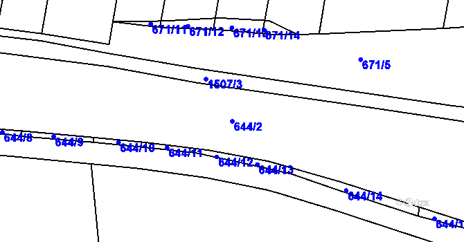 Parcela st. 644/2 v KÚ Břehov, Katastrální mapa