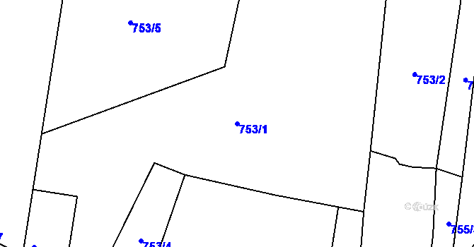Parcela st. 753/1 v KÚ Břehov, Katastrální mapa