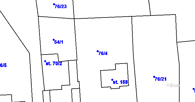 Parcela st. 76/4 v KÚ Břehov, Katastrální mapa