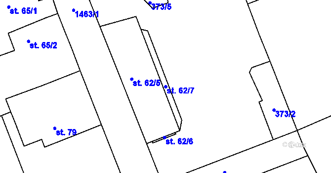 Parcela st. 62/7 v KÚ Břehov, Katastrální mapa