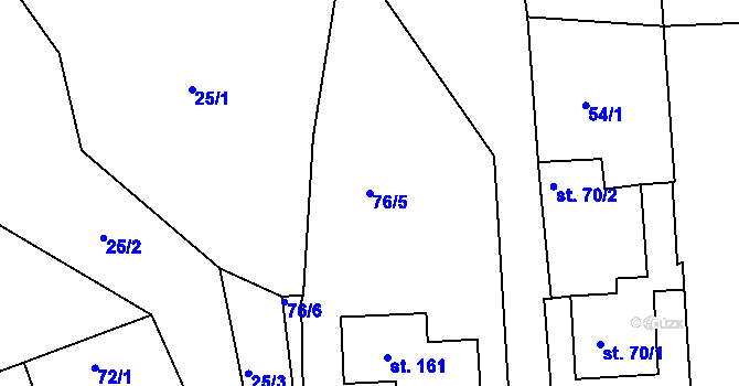Parcela st. 76/5 v KÚ Břehov, Katastrální mapa