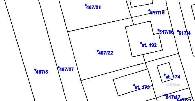 Parcela st. 487/22 v KÚ Břehov, Katastrální mapa