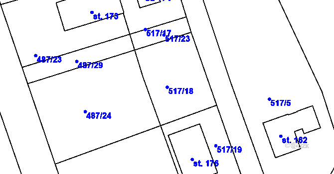 Parcela st. 517/18 v KÚ Břehov, Katastrální mapa