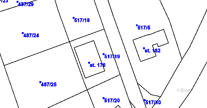 Parcela st. 517/19 v KÚ Břehov, Katastrální mapa