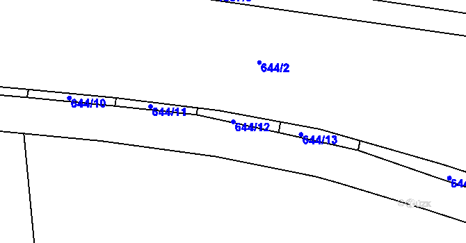 Parcela st. 644/12 v KÚ Břehov, Katastrální mapa