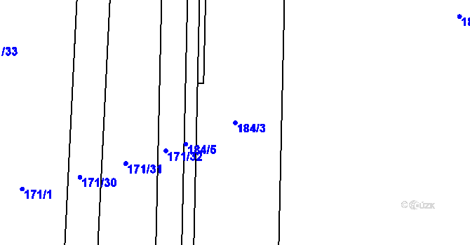 Parcela st. 184/3 v KÚ Břehov, Katastrální mapa