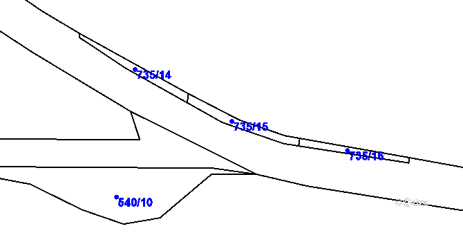 Parcela st. 735/15 v KÚ Břehov, Katastrální mapa