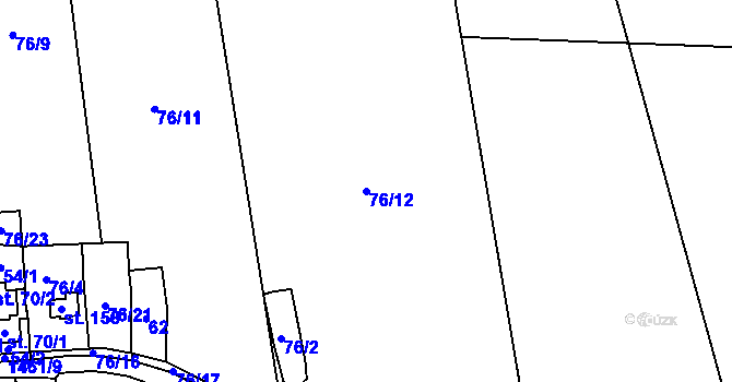 Parcela st. 76/12 v KÚ Břehov, Katastrální mapa
