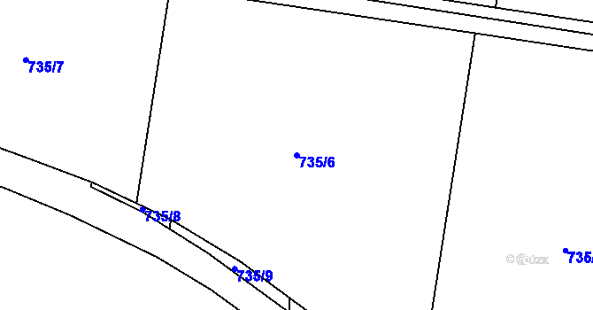 Parcela st. 735/6 v KÚ Břehov, Katastrální mapa