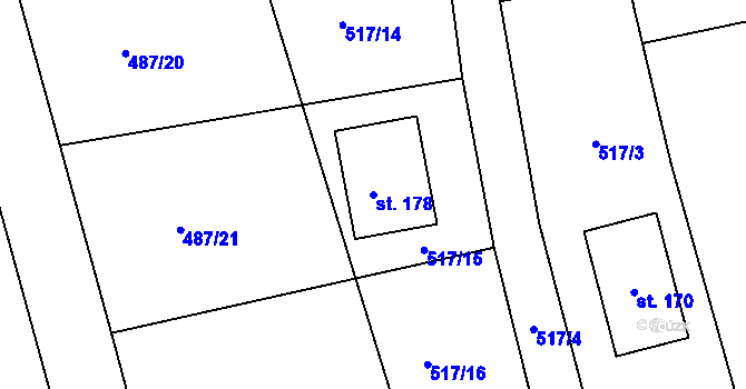Parcela st. 178 v KÚ Břehov, Katastrální mapa