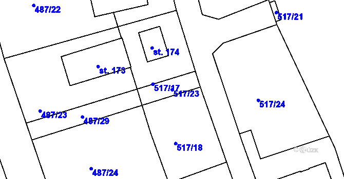 Parcela st. 517/23 v KÚ Břehov, Katastrální mapa