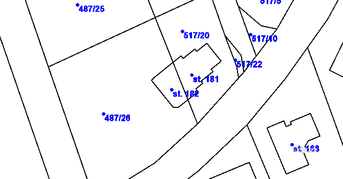 Parcela st. 182 v KÚ Břehov, Katastrální mapa