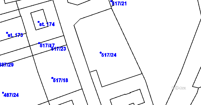 Parcela st. 517/24 v KÚ Břehov, Katastrální mapa