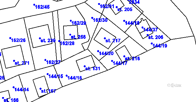 Parcela st. 144/20 v KÚ Dehtáře u Českých Budějovic, Katastrální mapa