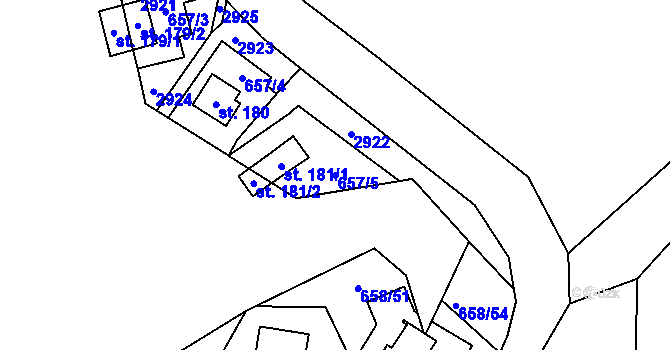 Parcela st. 657/5 v KÚ Dehtáře u Českých Budějovic, Katastrální mapa