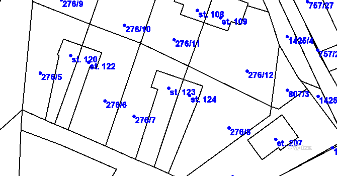 Parcela st. 123 v KÚ Žabovřesky u Českých Budějovic, Katastrální mapa