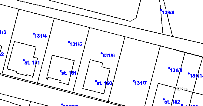 Parcela st. 131/6 v KÚ Žabovřesky u Českých Budějovic, Katastrální mapa