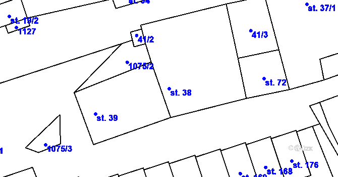 Parcela st. 38 v KÚ Žabovřesky nad Ohří, Katastrální mapa
