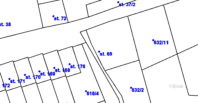 Parcela st. 69 v KÚ Žabovřesky nad Ohří, Katastrální mapa