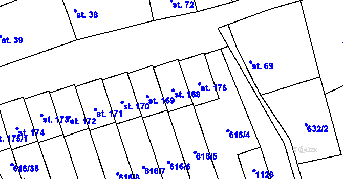 Parcela st. 168 v KÚ Žabovřesky nad Ohří, Katastrální mapa